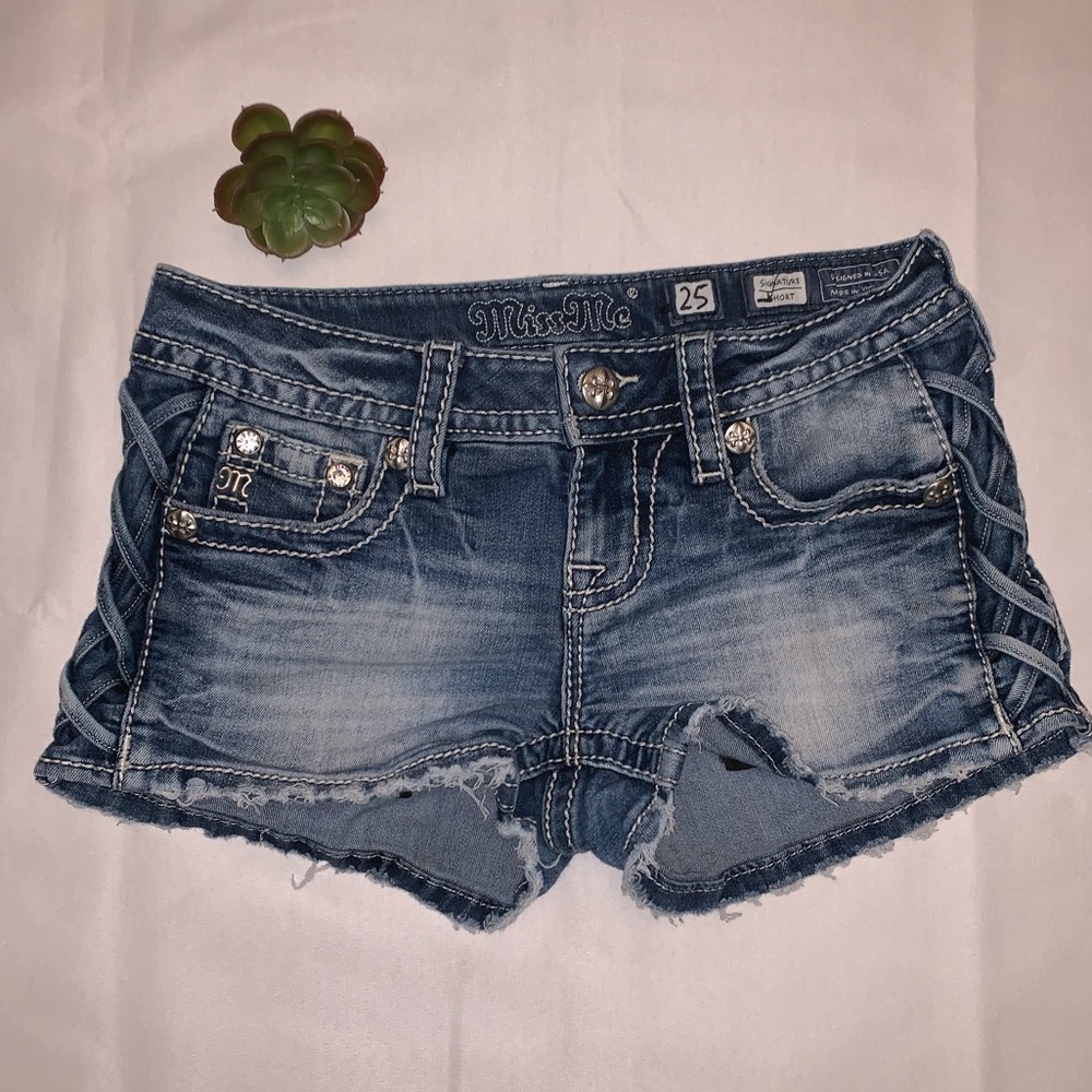 Miss Me Distressed Signature Jean Shorts